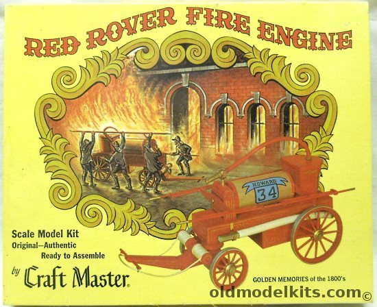 Craft Master Red Rover Fire Engine Wagon with Paint - Golden Memories of the 1800s, 112-600 plastic model kit